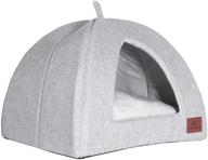 🐱 miss meow cat cave bed tent: ultra soft, machine washable & calming for indoor small and large cats, small dogs - removable cushion cover, anti-slip bottom & fluffy warming design logo