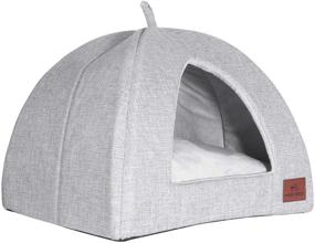 img 4 attached to 🐱 Miss Meow Cat Cave Bed Tent: Ultra Soft, Machine Washable & Calming for Indoor Small and Large Cats, Small Dogs - Removable Cushion Cover, Anti-Slip Bottom & Fluffy Warming Design