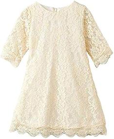 img 4 attached to 🌸 Stylish Qmislg Girls Lace Flower Dresses: Casual Crew Neck A-Line Party Dress with Floral Design