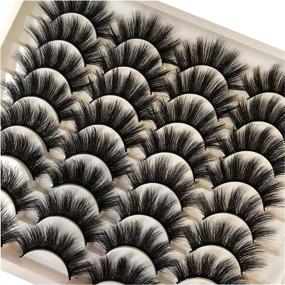 img 3 attached to 🔥 Gmagictobo Fluffy Dramatic Faux Mink Lashes - 16 Pairs 20MM Wispy Long Thick Strip Eye Lashes Multipack for False Eyelashes