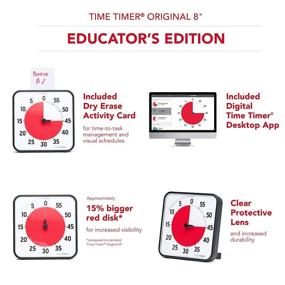 img 1 attached to ⏰ TIME TIMER 8 inch Visual Timer - 60 Minute Kids Desk Countdown Clock | Dry Erase Activity Card + Magnetic | Ideal for Kids Classroom, Homeschooling Study Tool, Task Reminder & Home Kitchen Timer