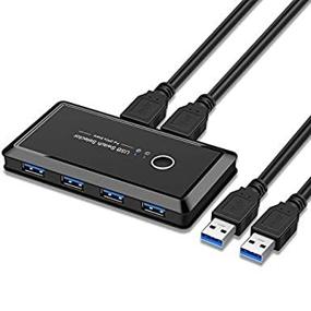 img 4 attached to 🔀 USB 3.0 Sharing Switcher - Xqjtech KVM Switch for Keyboard, Printer, and Monitor: Share 4/2 PCs with 1 Device using 4/2 Port KVM Selector