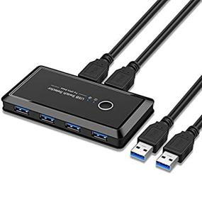 img 3 attached to 🔀 USB 3.0 Sharing Switcher - Xqjtech KVM Switch for Keyboard, Printer, and Monitor: Share 4/2 PCs with 1 Device using 4/2 Port KVM Selector