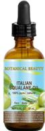squalane italian olive: 100% pure, natural, and undiluted oil for ultimate skincare. 1 fl. oz - 30ml. moisturize face, body & hair with 100% ultra-pure hydration. trustworthy 24/7 protection by botanical beauty. logo