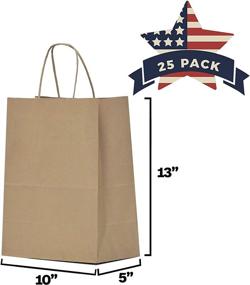 img 3 attached to 🛍️ Large Kraft Gift Bags with Handles - 25 Pcs 10x5x13 inch Brown Paper Bags, Reusable Grocery Shopping Bags