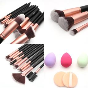 img 1 attached to 💄 Rose Gold Makeup Brush Set - 17 Pcs with 4 Makeup Sponge Blender, 2 Makeup Powder Puff, 1 Silicone Brush Cleaner - Complete Make Up Brushes Kit