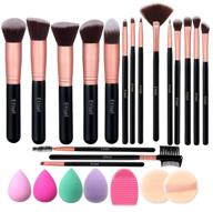 💄 rose gold makeup brush set - 17 pcs with 4 makeup sponge blender, 2 makeup powder puff, 1 silicone brush cleaner - complete make up brushes kit logo