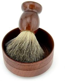 img 1 attached to Ultimate Shaving Experience: Pure Badger Hair Shaving Brush Set with Natural Wood Mug Bowl and Hand-Made Soap by Barbers