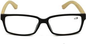 img 2 attached to High-quality Unisex Rectangular Reading Glasses made of Genuine Bamboo - Ideal for Women and Men