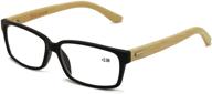 high-quality unisex rectangular reading glasses made of genuine bamboo - ideal for women and men logo