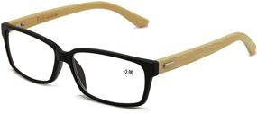 img 3 attached to High-quality Unisex Rectangular Reading Glasses made of Genuine Bamboo - Ideal for Women and Men