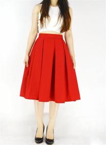 img 3 attached to YSJERA Women's Vintage Pleated Midi Skirts: Timeless A-Line High Waist Swing Flared Skirts