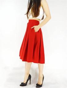 img 2 attached to YSJERA Women's Vintage Pleated Midi Skirts: Timeless A-Line High Waist Swing Flared Skirts