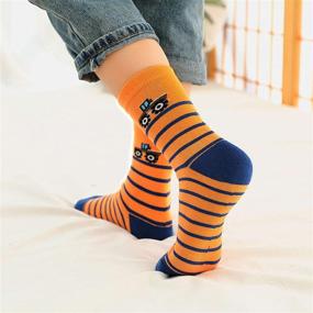 img 3 attached to 🧦 ZAKASA Детские носки для мальчиков: модные носки с грузовиком, трактором, львом, кошкой из хлопка с карикатурным рисунком 5 штук для возраста от 2 до 13 лет.