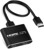 📺 avedio 4k@60hz hdmi splitter 1 in 2 out for dual monitors, 2-way hdmi 2.0 splitter video distributor - full hd 1080p 3d hdcp1.4 support, mirror mode only (includes hdmi cable) logo