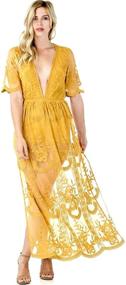 img 3 attached to Sohcue Embroidered Dress Yellow Large