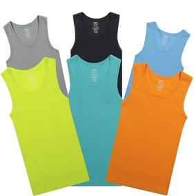 img 4 attached to Pack of 6 Buyless Fashion Boys Soft Cotton Scoop Neck Tagless Tank Tops - Undershirts