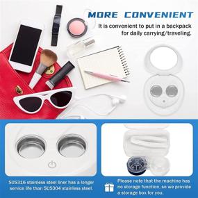 img 2 attached to 👁️ 100KHz Ultrasonic Contact Lens Cleaner Machine - Mxmoonant: 3Mins Fast Cleaning Daily Vision Care with USB Charger, Suitable for Disposal Soft, Hard, Colored, RGP & OK Contact Lenses