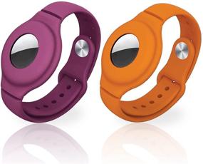 img 4 attached to Air Tag Wristband For Kids 2 Pack - Airtag Bracelet For Kids - Apple Airtag Wristband For Kids - Airtag Holder For Kids Watchband For Kids - GPS Wristband For Elderly Airtag (Purple &Amp