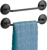 🔗 mdesign decorative metal small towel bar - strong self adhesive - 2 pack - black | ideal storage & display rack for hand, dish, and tea towels in kitchen, bathroom logo