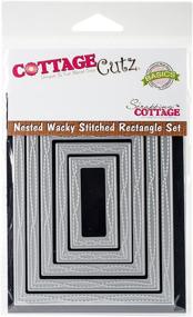 img 3 attached to 🏡 CottageCutz Wacky Stitched Rectangle Nested Dies - Set of 5