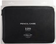 🖊️ speedball genuine leather pencil, marker, and pen storage case - holds up to 120 standard pencils and art supplies (black) logo