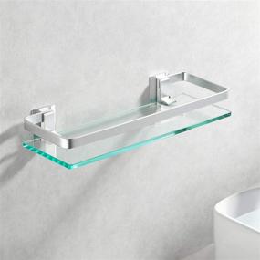 img 1 attached to 🛁 KES Aluminum Bathroom Glass Shelf - Tempered Glass, Rectangular 1 Tier, Extra Thick, Silver, Wall Mounted - A4126A