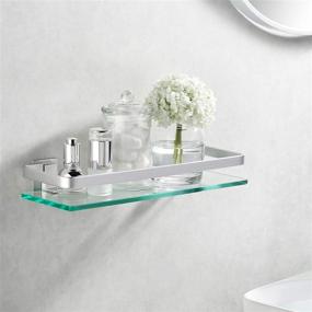 img 2 attached to 🛁 KES Aluminum Bathroom Glass Shelf - Tempered Glass, Rectangular 1 Tier, Extra Thick, Silver, Wall Mounted - A4126A