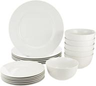 🍽️ affordable amazon basics 18-piece kitchen dinnerware set: plates, dishes, bowls for service of 6 - classic white logo