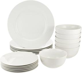 img 4 attached to 🍽️ Affordable Amazon Basics 18-Piece Kitchen Dinnerware Set: Plates, Dishes, Bowls for Service of 6 - Classic White