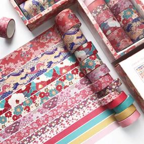 img 2 attached to 🌸 Flymind 24 Rolls Washi Tape Set: Vibrant Cherry Blossoms Floral Decorative Masking Tape for Scrapbooking, Crafts, Journals, DIY Decor and Gift Wrapping (Pink & Brown)