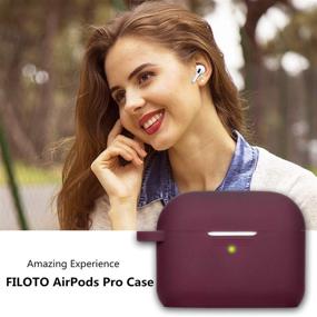 img 3 attached to 🎧 Бордовый Про Кейс для AirPods Pro - Стильный силиконовый чехол с брелоком и защитными аксессуарами