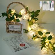 🌹 white rose string lights - battery/usb powered w/ remote control | waterproof fairy lights for bedroom, christmas, festivals, wedding, party decor (3.3 ft) логотип