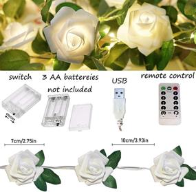 img 3 attached to 🌹 White Rose String Lights - Battery/USB Powered w/ Remote Control | Waterproof Fairy Lights for Bedroom, Christmas, Festivals, Wedding, Party Decor (3.3 ft)