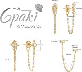 img 2 attached to 💎 Stylish CPAKI 3-Pair Chain Earrings Set: 14k Gold Huggie Hoop Double Piercing Dangle Earrings for Women and Girls – Hypoallergenic, Cute and Personalized Jewelry – Perfect Gift Option