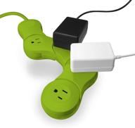 💚 quirky pivot power 2.0 junior: flexible and bendable 4 outlet power strip (green) - compact and versatile logo