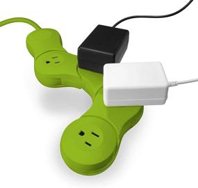 img 1 attached to 💚 Quirky Pivot Power 2.0 Junior: Flexible and Bendable 4 Outlet Power Strip (Green) - Compact and Versatile