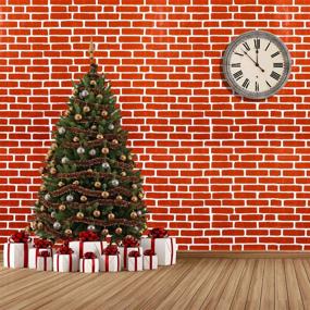 img 1 attached to 🧱 Chuangdi 2 Sheets 4.5 x 9 Feet Red Brick Stone Wall Backdrop, Scene Setter Brick Sheet Wallpaper Curtains Door, Removable Brick Tablecloth Photo for Winter/Halloween/Christmas Party