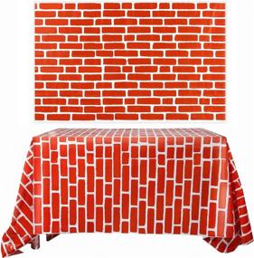 img 4 attached to 🧱 Chuangdi 2 Sheets 4.5 x 9 Feet Red Brick Stone Wall Backdrop, Scene Setter Brick Sheet Wallpaper Curtains Door, Removable Brick Tablecloth Photo for Winter/Halloween/Christmas Party