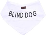 🐾 personalized embroidered blind dog white bandana: alert, safe & stylish neck scarf for preventing accidents and warning others in advance логотип