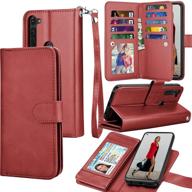 📱 moto g stylus case: tekcoo luxury pu leather wallet with card slots - red logo