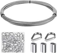 🔒 helifouner cable railing kit: premium 1/16" stainless steel cable 33ft with aluminum crimping sleeves and stainless steel thimbles - complete set for sturdy railings logo