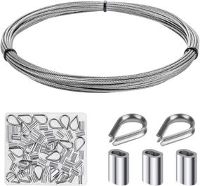 img 4 attached to 🔒 HELIFOUNER Cable Railing Kit: Premium 1/16" Stainless Steel Cable 33Ft with Aluminum Crimping Sleeves and Stainless Steel Thimbles - Complete Set for Sturdy Railings