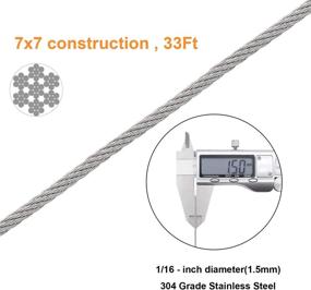 img 1 attached to 🔒 HELIFOUNER Cable Railing Kit: Premium 1/16" Stainless Steel Cable 33Ft with Aluminum Crimping Sleeves and Stainless Steel Thimbles - Complete Set for Sturdy Railings