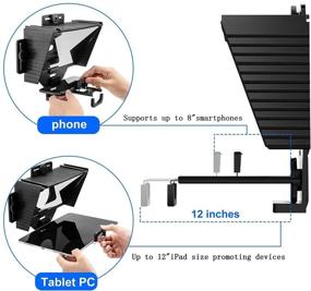 img 1 attached to 📷 Portable Teleprompter with Remote Control for Smartphone iPad 12.9"/Laptop/iPhone, with Lens Adapter Ring, Perfect for Video Recording, Interviews, Live Streaming, and YouTube