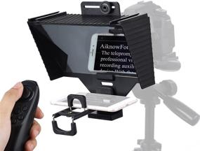 img 4 attached to 📷 Portable Teleprompter with Remote Control for Smartphone iPad 12.9"/Laptop/iPhone, with Lens Adapter Ring, Perfect for Video Recording, Interviews, Live Streaming, and YouTube