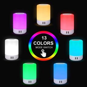 img 1 attached to 💡 Versatile Table Lamp Touch Night Light with USB Charging Ports - Dimmable Warm White Light and 13 Colors RGB - Ideal for Bedroom, Living Room, Office, and Hallways (White)