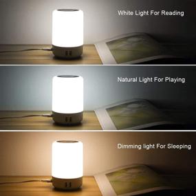 img 2 attached to 💡 Versatile Table Lamp Touch Night Light with USB Charging Ports - Dimmable Warm White Light and 13 Colors RGB - Ideal for Bedroom, Living Room, Office, and Hallways (White)