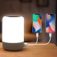 💡 versatile table lamp touch night light with usb charging ports - dimmable warm white light and 13 colors rgb - ideal for bedroom, living room, office, and hallways (white) логотип