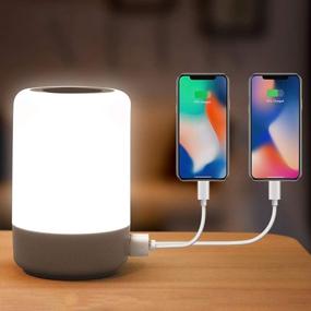 img 4 attached to 💡 Versatile Table Lamp Touch Night Light with USB Charging Ports - Dimmable Warm White Light and 13 Colors RGB - Ideal for Bedroom, Living Room, Office, and Hallways (White)